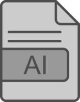 AI File Format Line Filled Greyscale Icon Design vector