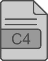 C4 File Format Line Filled Greyscale Icon Design vector