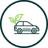 Eco Car Line Circle Icon Design vector