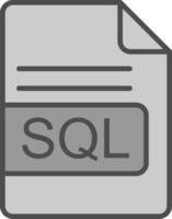 SQL File Format Line Filled Greyscale Icon Design vector