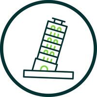 Pisa Tower Line Circle Icon Design vector