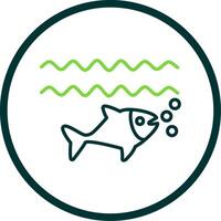 Fish Line Circle Icon Design vector