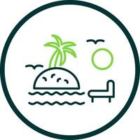 puesta de sol en playa línea circulo icono diseño vector