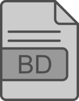 BD File Format Line Filled Greyscale Icon Design vector
