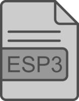 esp3 archivo formato línea lleno escala de grises icono diseño vector
