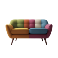 Modern realistic colorful sofa isolated on transparent background png