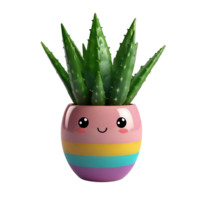 Aloevera plant on cute vase isolated on transparent background png