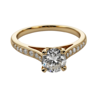 Expensive woman gold diamond engagement ring isolated on transparent background png