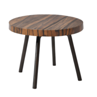Round wooden side table isolated on transparent background png