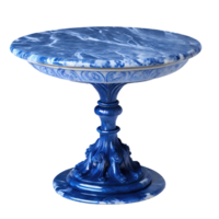 bleu marbre piédestal côté table isolé sur transparent Contexte png