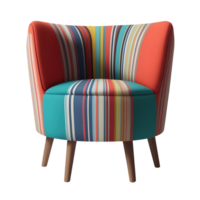 Modern realistic colorful round armchair isolated on transparent background png