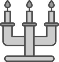 candelabro línea lleno escala de grises icono diseño vector