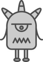 Monster Line Filled Greyscale Icon Design vector