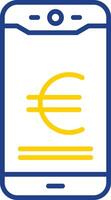 Euro Mobile Pay Line Two Colour Icon Design vector