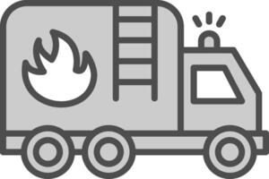 fuego camión línea lleno escala de grises icono diseño vector