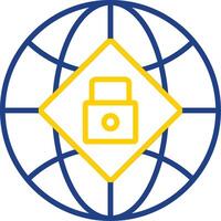Global Security Line Two Colour Icon Design vector