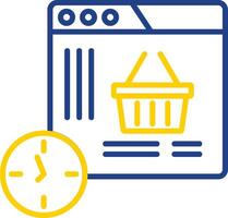 compras hora línea dos color icono diseño vector