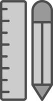 regla línea lleno escala de grises icono diseño vector