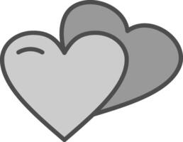 corazones línea lleno escala de grises icono diseño vector
