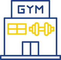 gimnasio línea dos color icono diseño vector