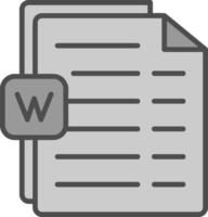 Word Line Filled Greyscale Icon Design vector