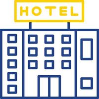 hotel línea dos color icono diseño vector