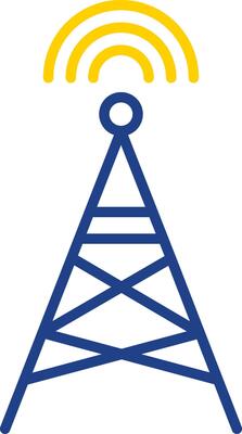 Radio Tower Line Two Colour Icon Design