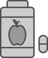 vitaminas línea lleno escala de grises icono diseño vector