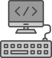 web programación línea lleno escala de grises icono diseño vector