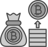 bitcoin línea lleno escala de grises icono diseño vector