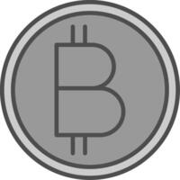 bitcoin línea lleno escala de grises icono diseño vector