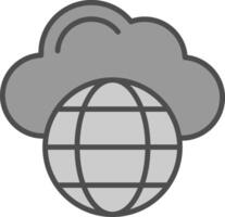 nube red línea lleno escala de grises icono diseño vector