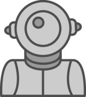 astronauta línea lleno escala de grises icono diseño vector