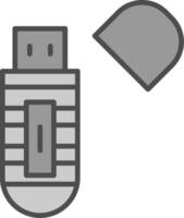 USB palo línea lleno escala de grises icono diseño vector