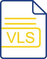 vls archivo formato línea dos color icono diseño vector