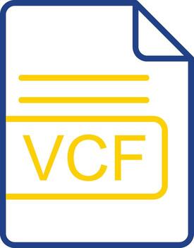 vcf archivo formato línea dos color icono diseño vector
