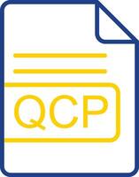 qcp archivo formato línea dos color icono diseño vector