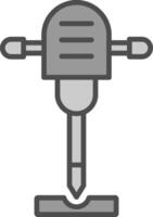 martillo neumático línea lleno escala de grises icono diseño vector