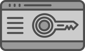 llave tarjeta línea lleno escala de grises icono diseño vector