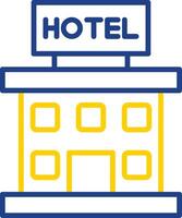 hotel línea dos color icono diseño vector