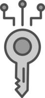 Digital Key Line Filled Greyscale Icon Design vector