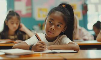 Focused Student in Classroom Environment photo