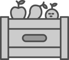 Fruta caja línea lleno escala de grises icono diseño vector