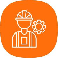 Consrtruction Worker Line Curve Icon Design vector