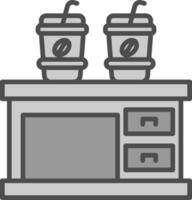 café mesa línea lleno escala de grises icono diseño vector