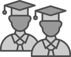 Students Line Filled Greyscale Icon Design vector
