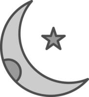 Moon Line Filled Greyscale Icon Design vector