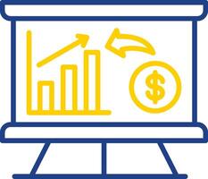 ingresos gráfico línea dos color icono diseño vector