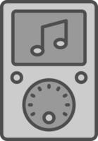 música jugador línea lleno escala de grises icono diseño vector