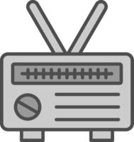 radio línea lleno escala de grises icono diseño vector